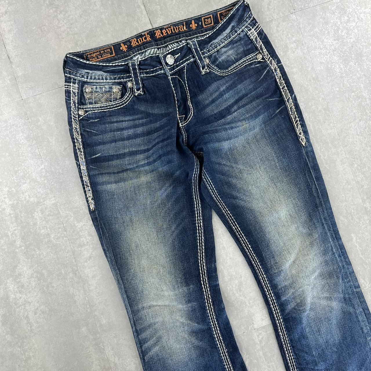 Rock revival 2000s flare fit y2k denim jeans