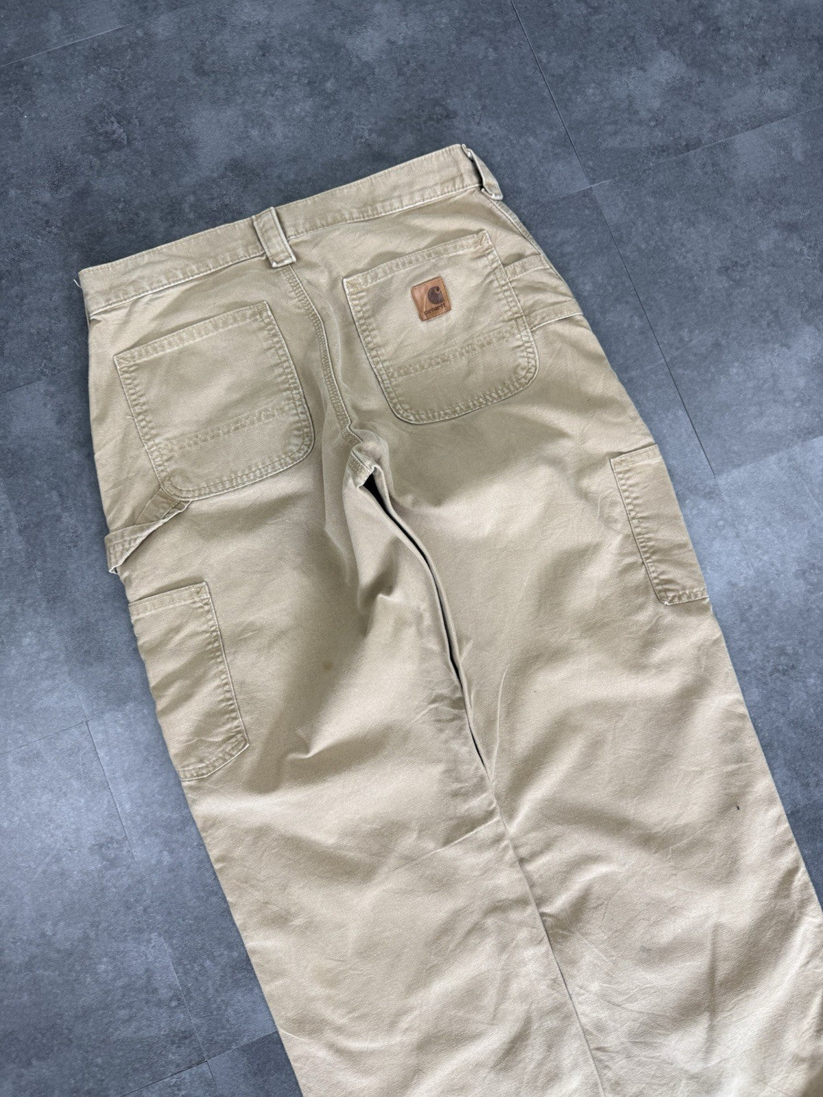 Vintage Carhartt Workwear Trousers Y2k 90s Cargo Pant Size 30w 30L Beige Mens