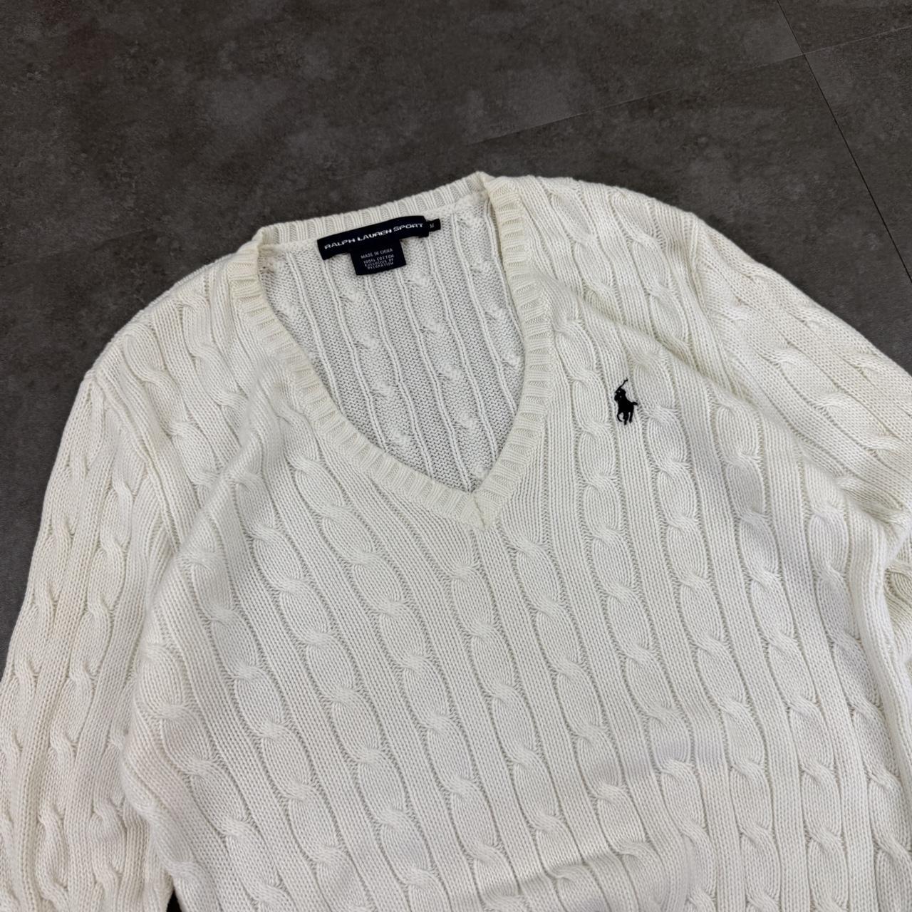 Polo Ralph Lauren 90s Classic Cable Knit chunky v neck Jumper