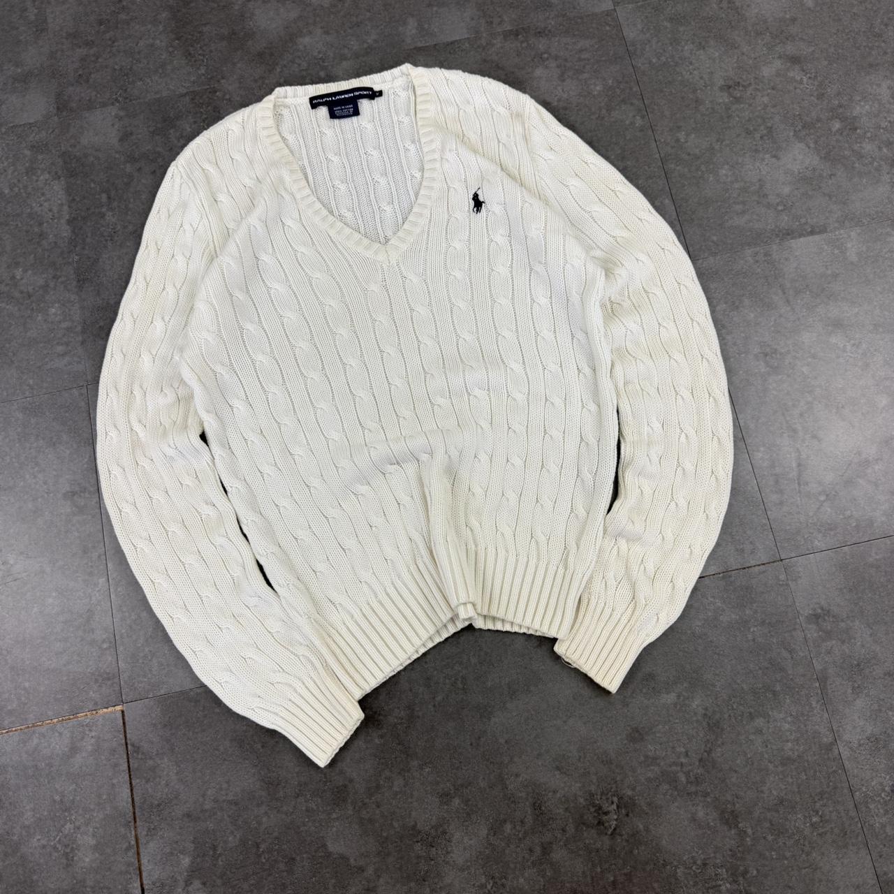 Polo Ralph Lauren 90s Classic Cable Knit chunky v neck Jumper