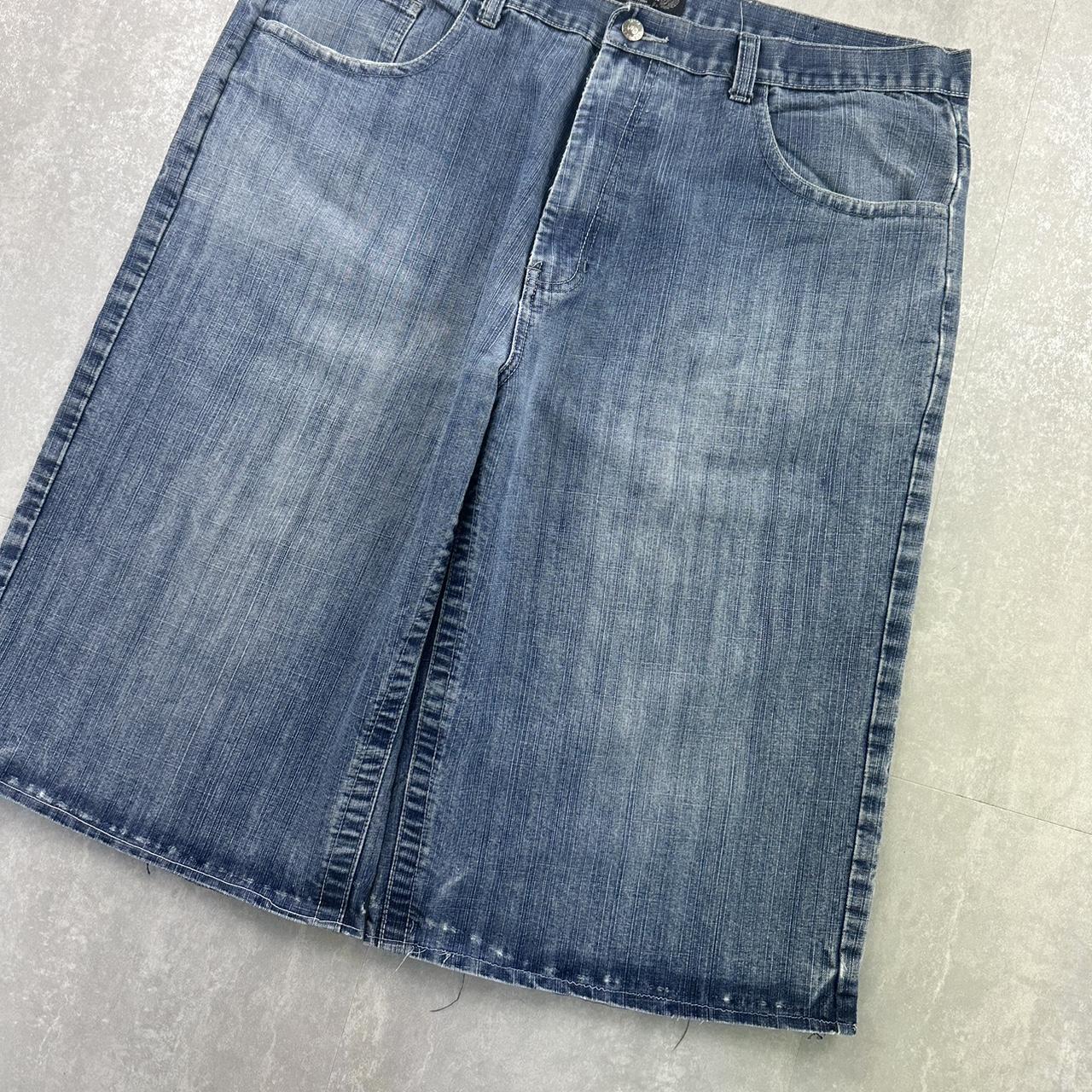 Raw Blue Grunge 2000s spellout carpenter style jorts