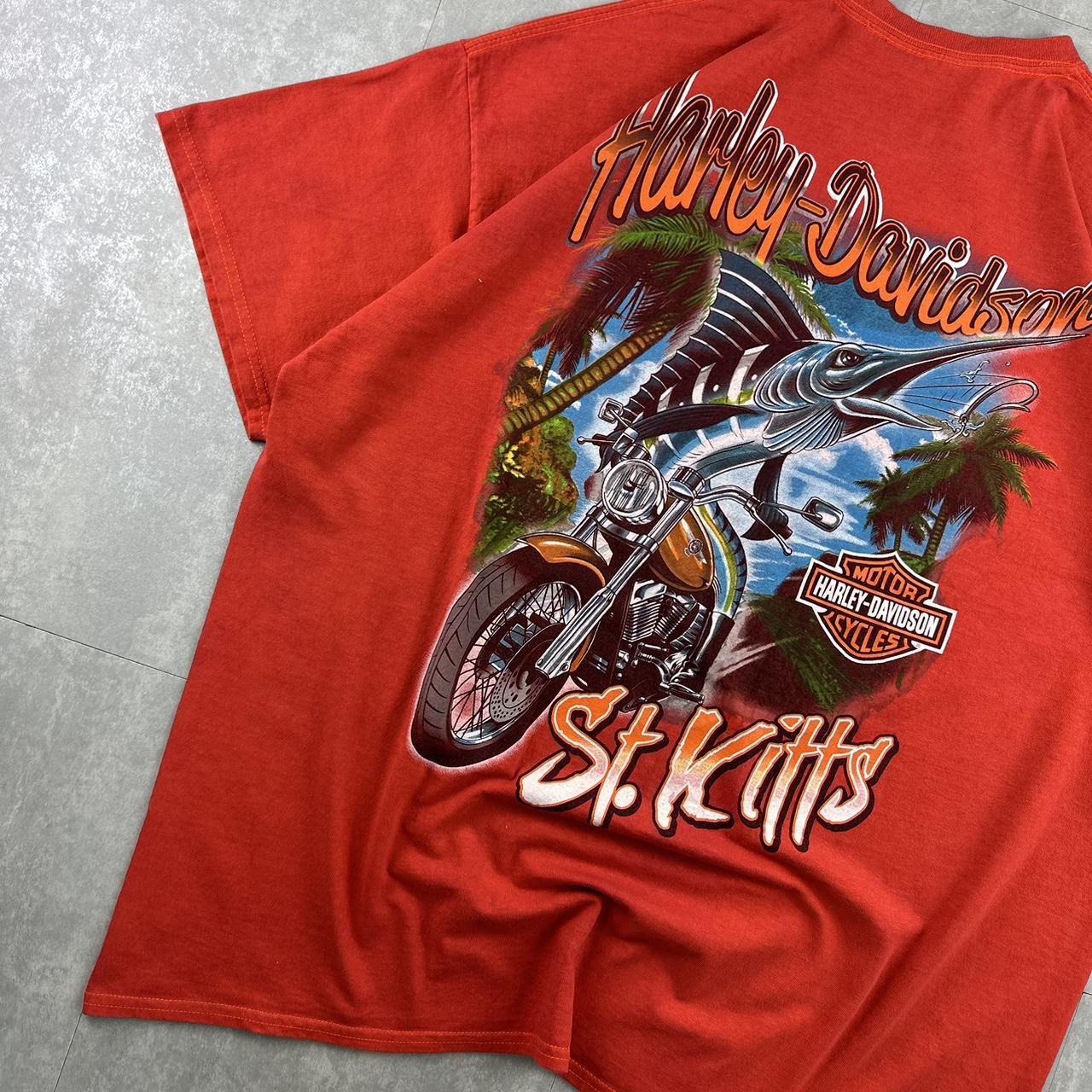 Harley Davidson X St Kitts 2000s biker spellout T shirt