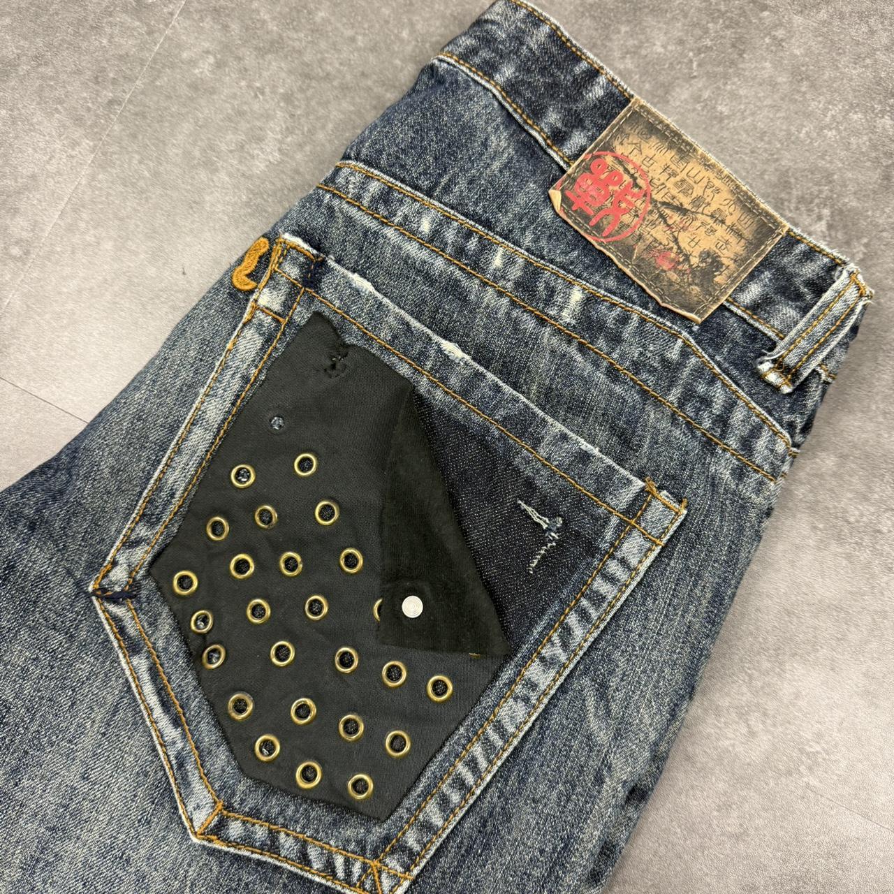 Japanese style hiphop 2000s embroidered jeans