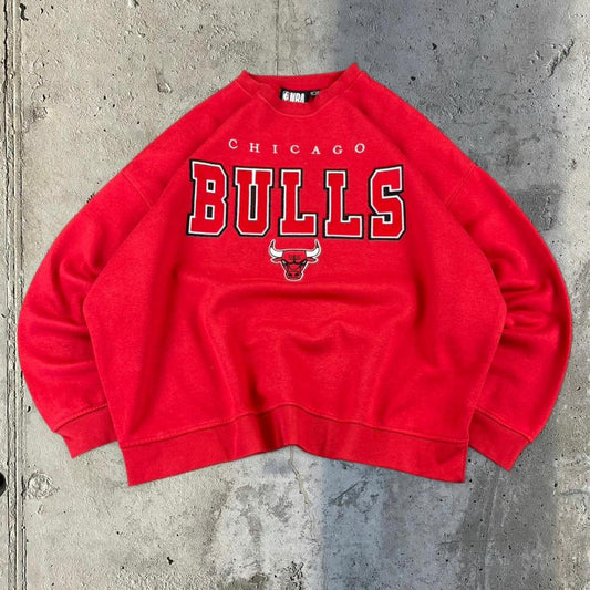 NBA Chicago Bulls Y2K embroidered spellout basketball sweatshirt