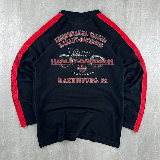 Harley Davidson Harrisburg PA 2000s biker spellout T shirt