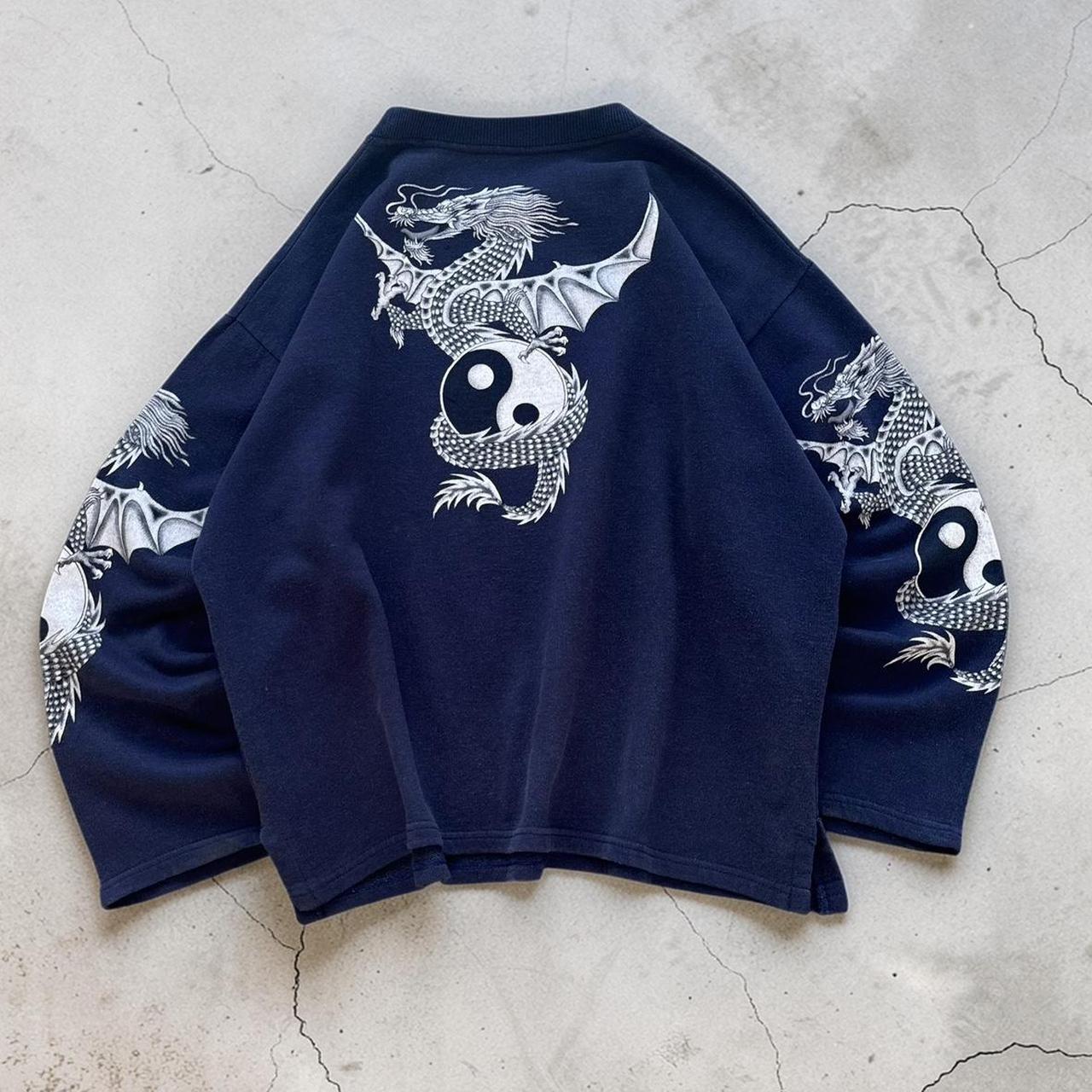 Oxido Vintage Y2K Surfwear 2000s blue dragon print sweatshirt