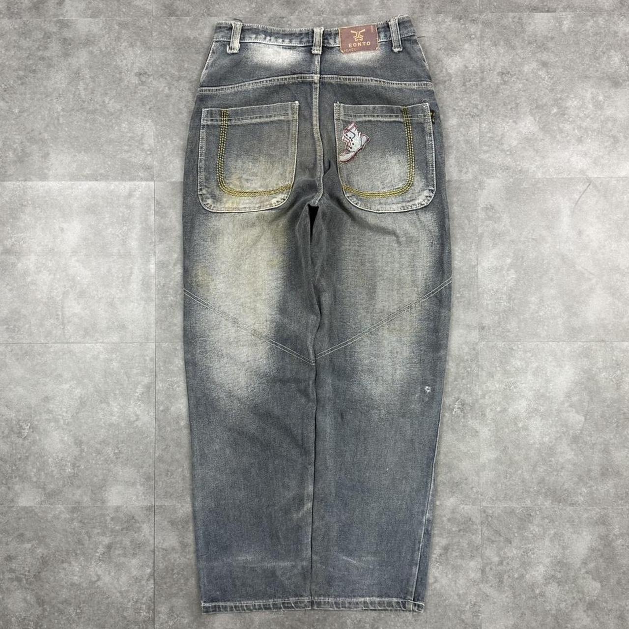 Japanese style hiphop 2000s embroidered jeans