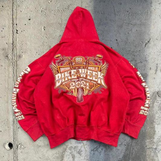 Daytona Bike Weeks 2000s biker choppers chunky big boxy zip hoodie