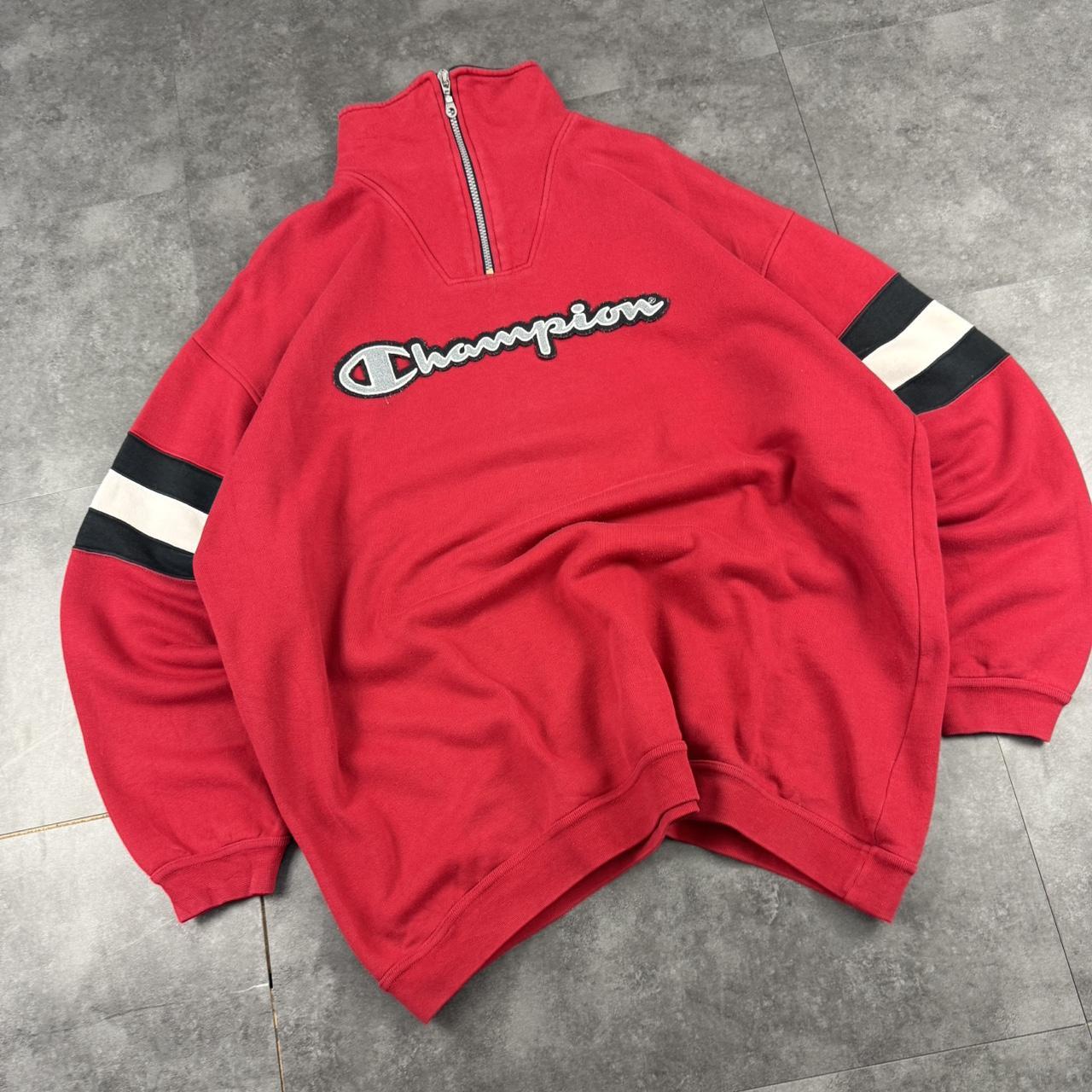 Champion 1/4 zip 2000s vintage sportwear big Logo embroidered zip up sweatshirt
