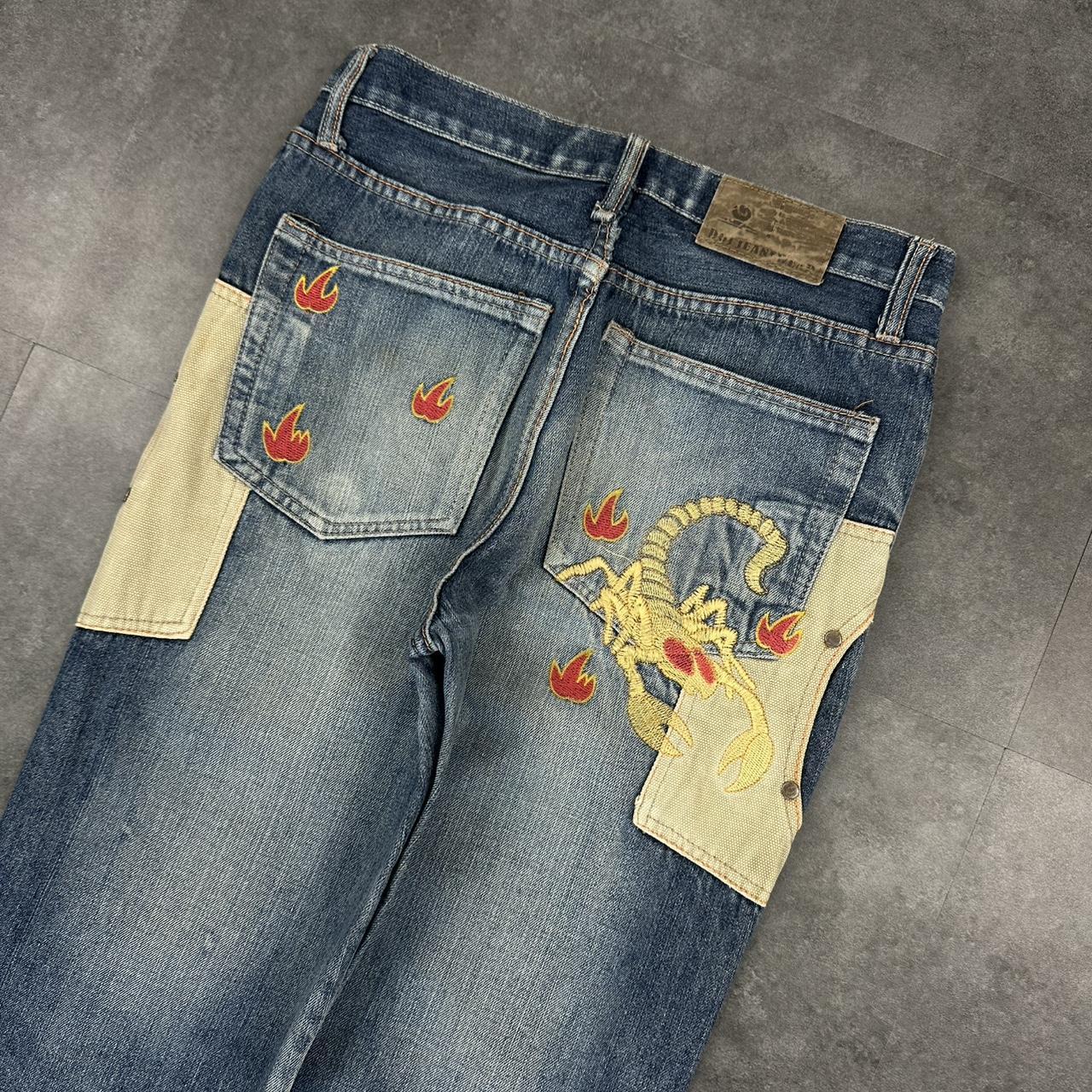 Japanese style hiphop 2000s embroidered jeans