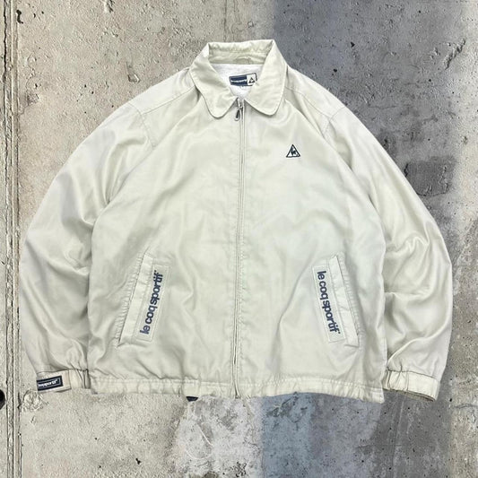 Le Coq Sportif 90s cream and navy zip up track jacket