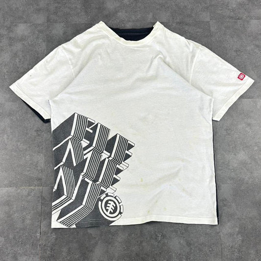 Element 2000s Arty Dual Colour print graphic logo T shirt