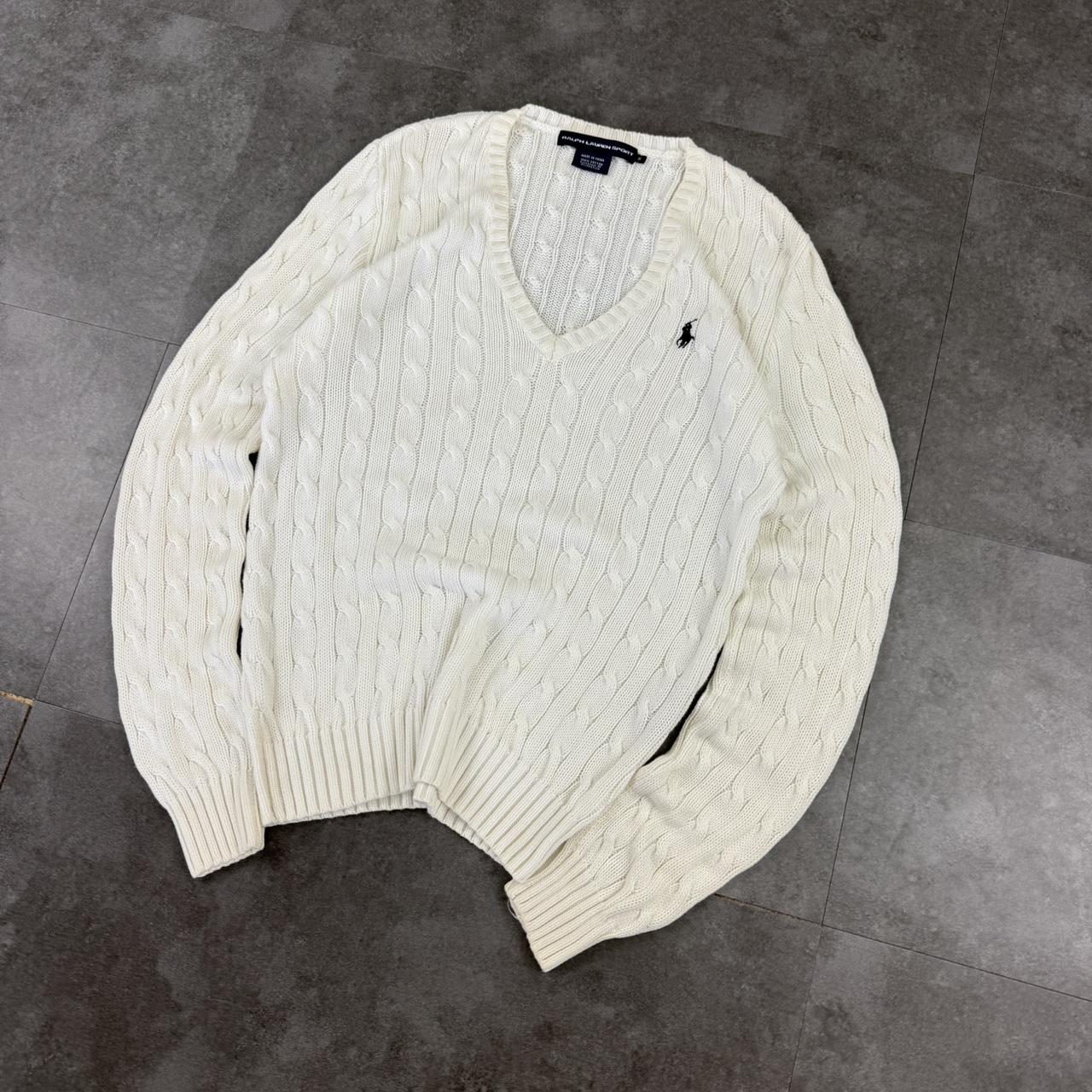 Polo Ralph Lauren 90s Classic Cable Knit chunky v neck Jumper
