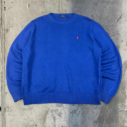 Polo Ralph Lauren 90s chunky knit heavyweight blue jumper