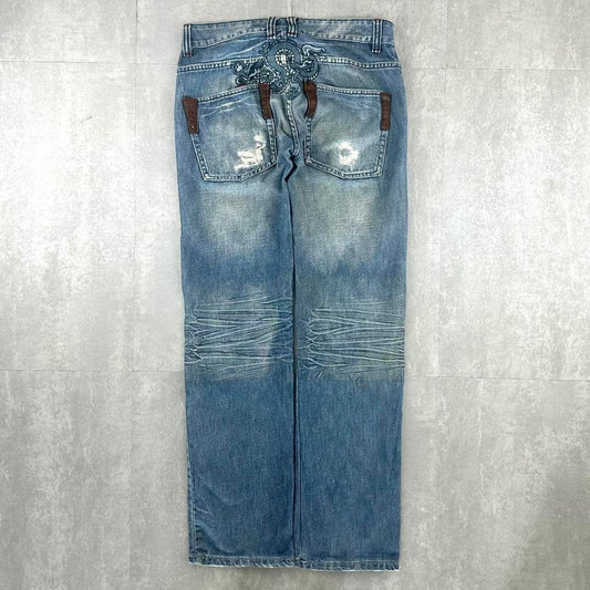 Japanese 2000s embroidered jeans