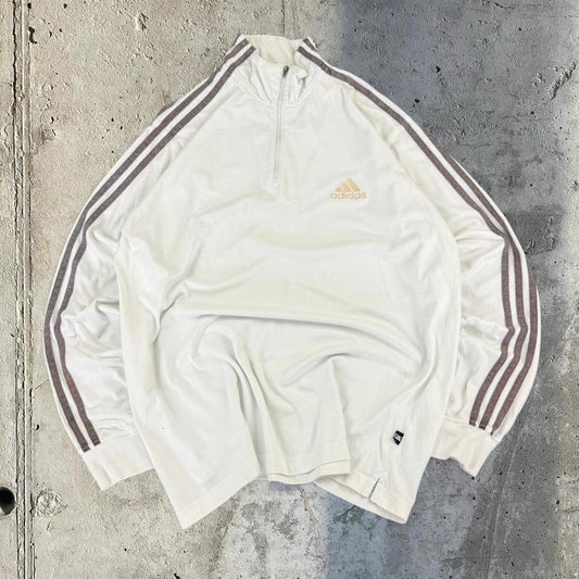 Adidas 90s spellout 1/4 zip three stripes lightweight sweatshirt