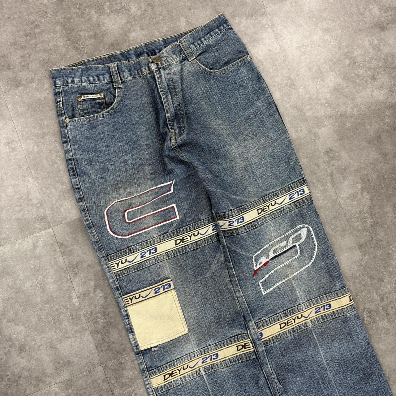 Japanese style hiphop 2000s embroidered jeans