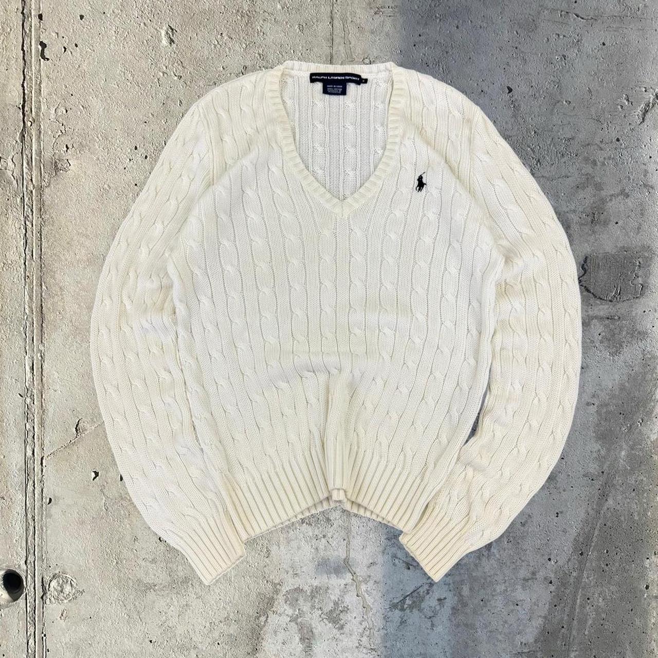 Polo Ralph Lauren 90s Classic Cable Knit chunky v neck Jumper
