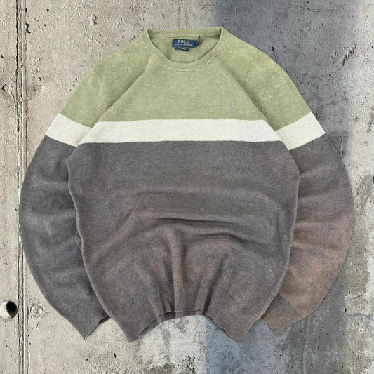 Polo Ralph Lauren 90s Sun bleached two tone Style knit Sweatshirt