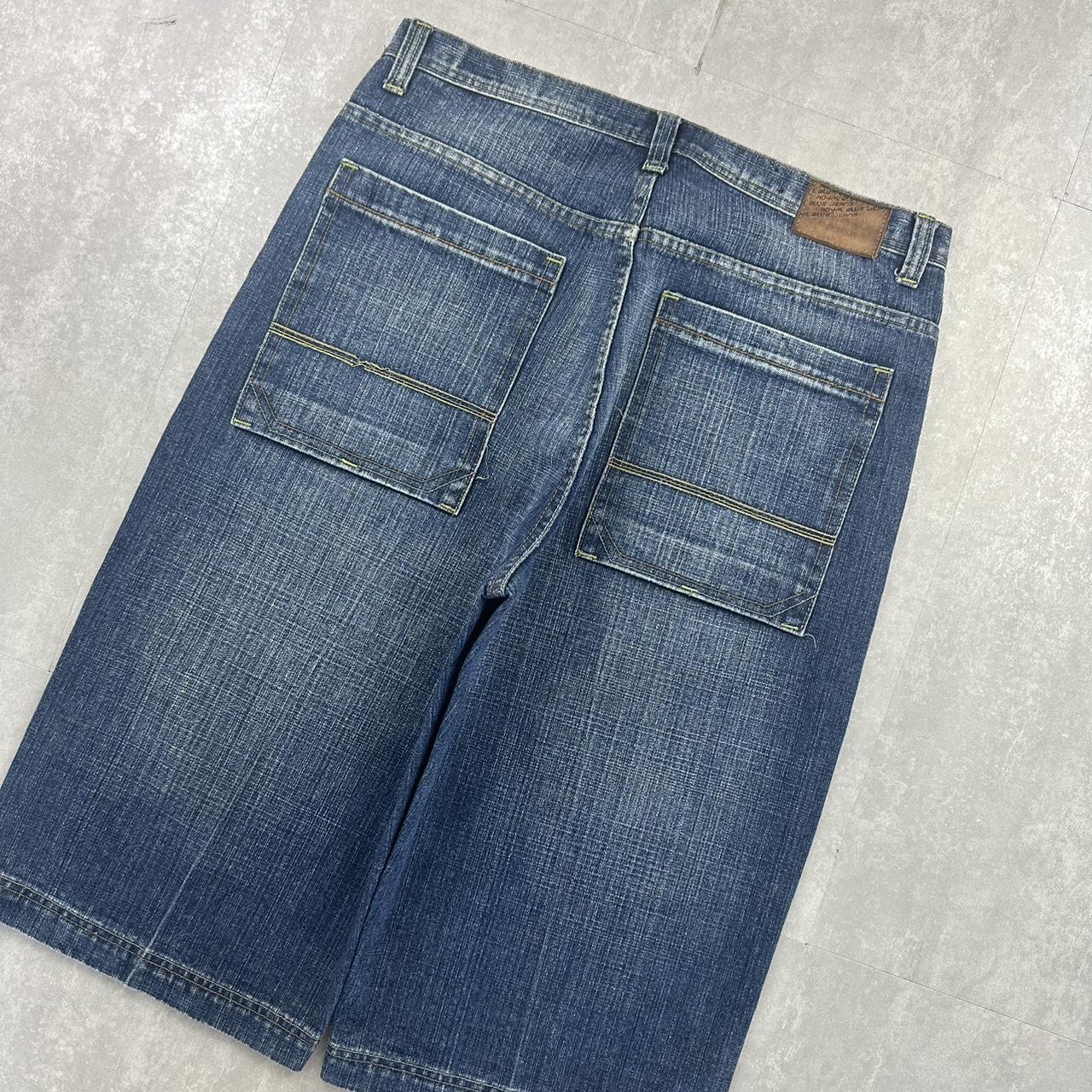 Royal Blue Grunge 2000s spellout carpenter style jorts