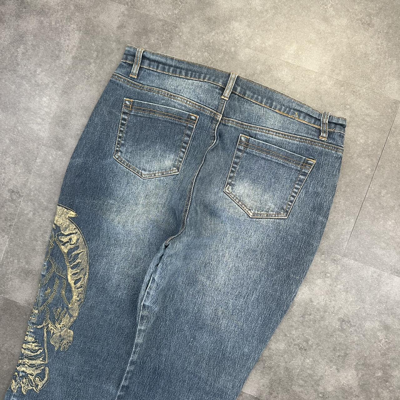 Japanese style hiphop 2000s embroidered jeans