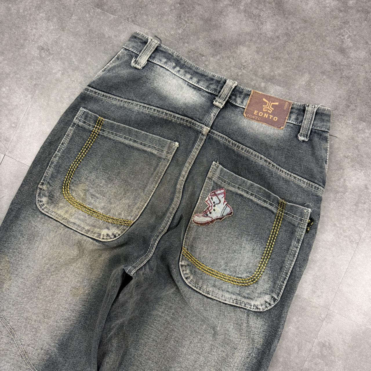 Japanese style hiphop 2000s embroidered jeans