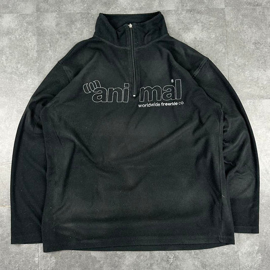 Animal 90s Y2k 1/4 zip embroidered logo Sweatshirt