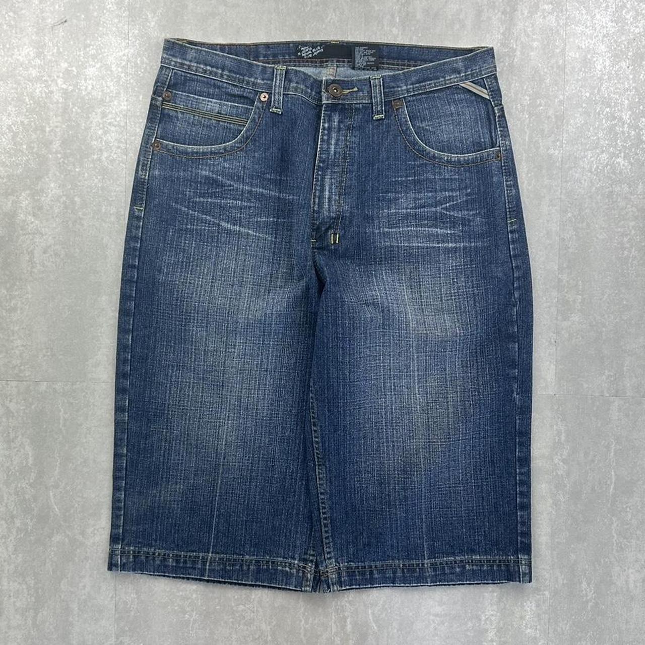 Royal Blue Grunge 2000s spellout carpenter style jorts