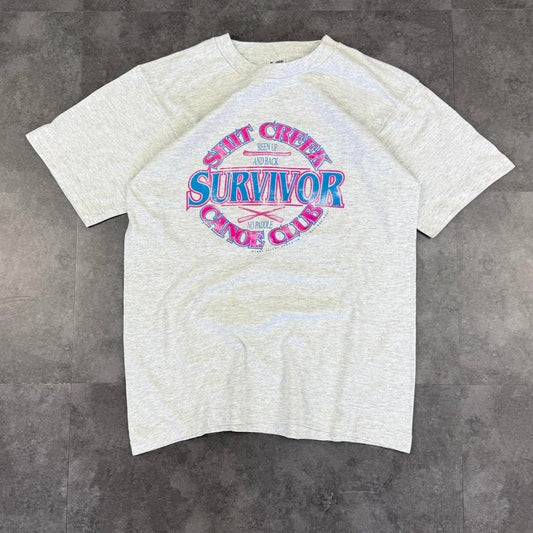 Vintage fruit of the loom Shits Creek Canoe club survivor print 90s Single Stitch Graphic print T-Sh