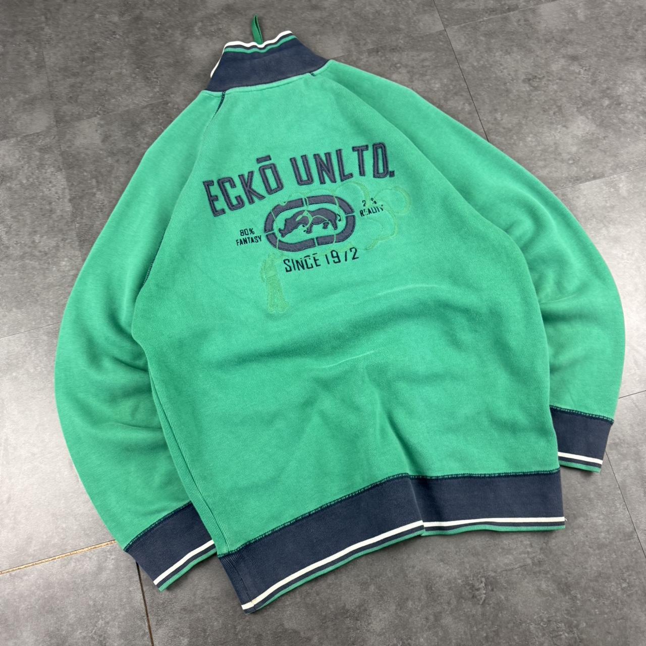 Vintage Ecko Unltd 90s streetwear hiphop big embroidered zip sweatshirt