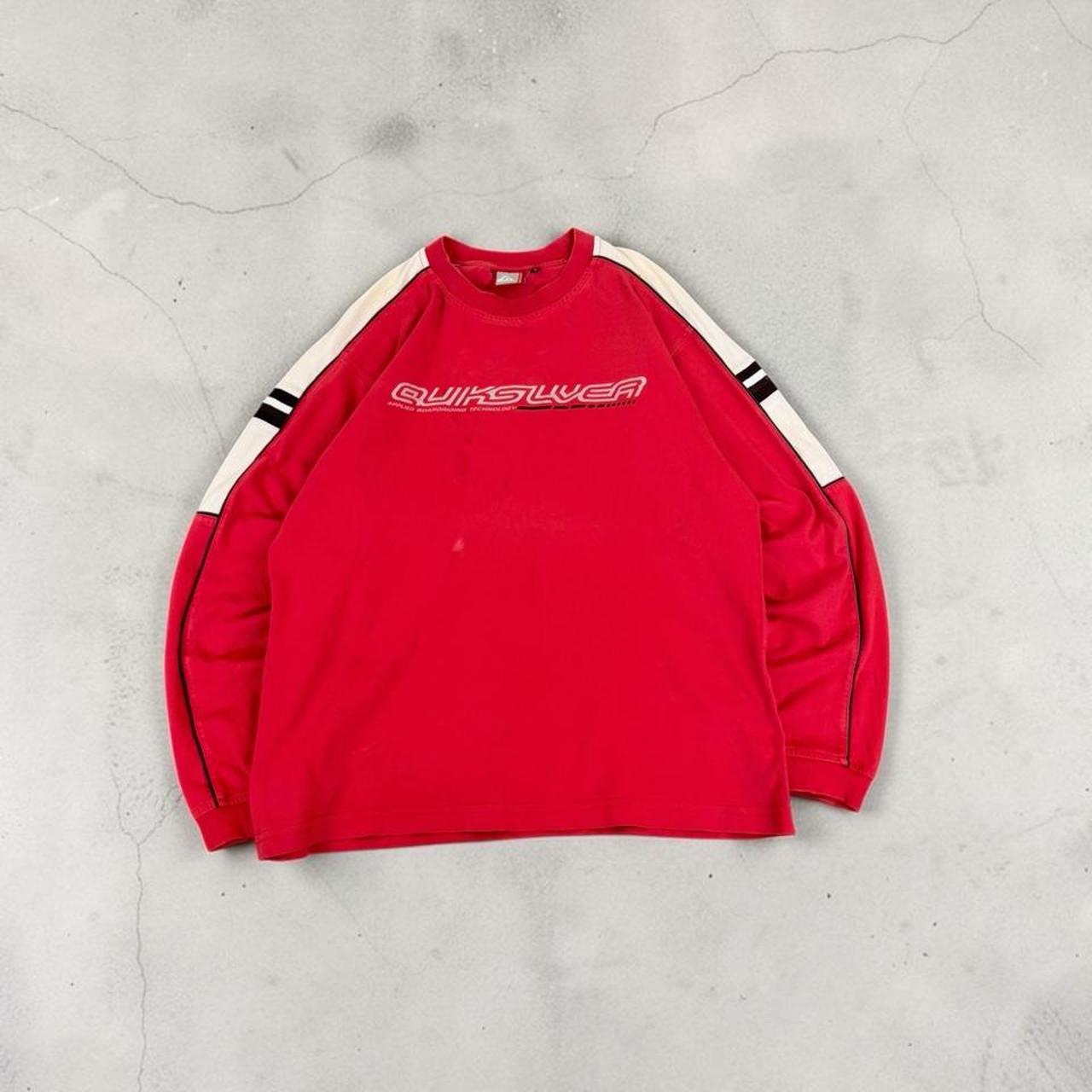 Quiksilver Surfwear red and white Y2K long sleeve shirt