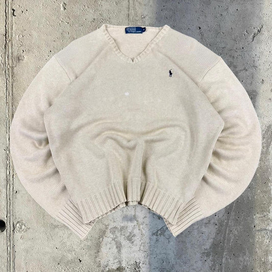 Polo Ralph Lauren 90s chunky knit heavyweight cream jumper