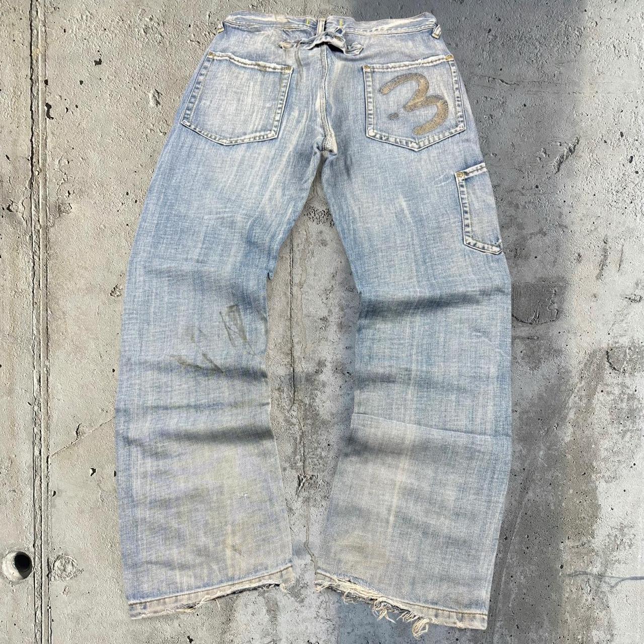 Y2K 2000s HipHop grunge Japanese distressed embroidery jeans
