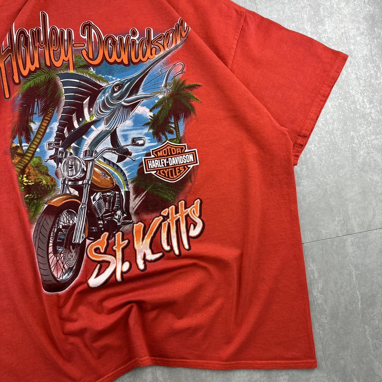 Harley Davidson X St Kitts 2000s biker spellout T shirt