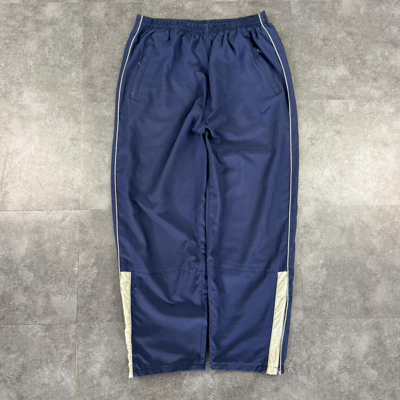Nike blue grey 2000s baggy vintage sportswear adjustable track pants