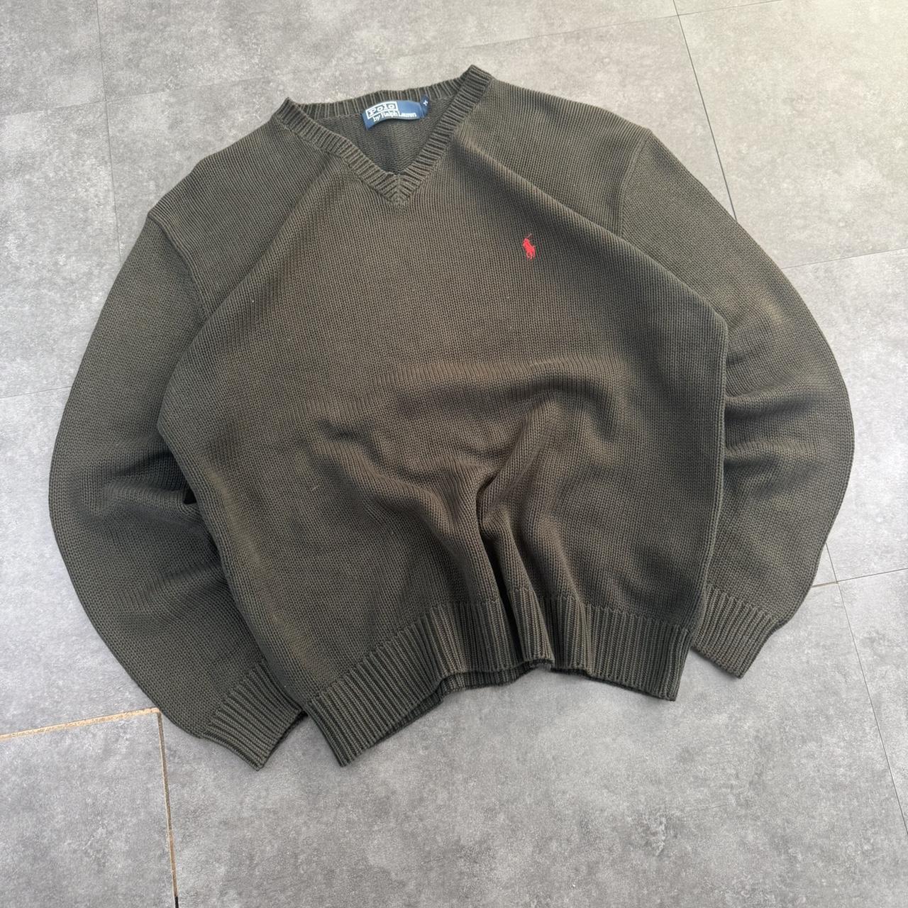 Polo Ralph Lauren 90s chunky knit heavyweight v neck jumper