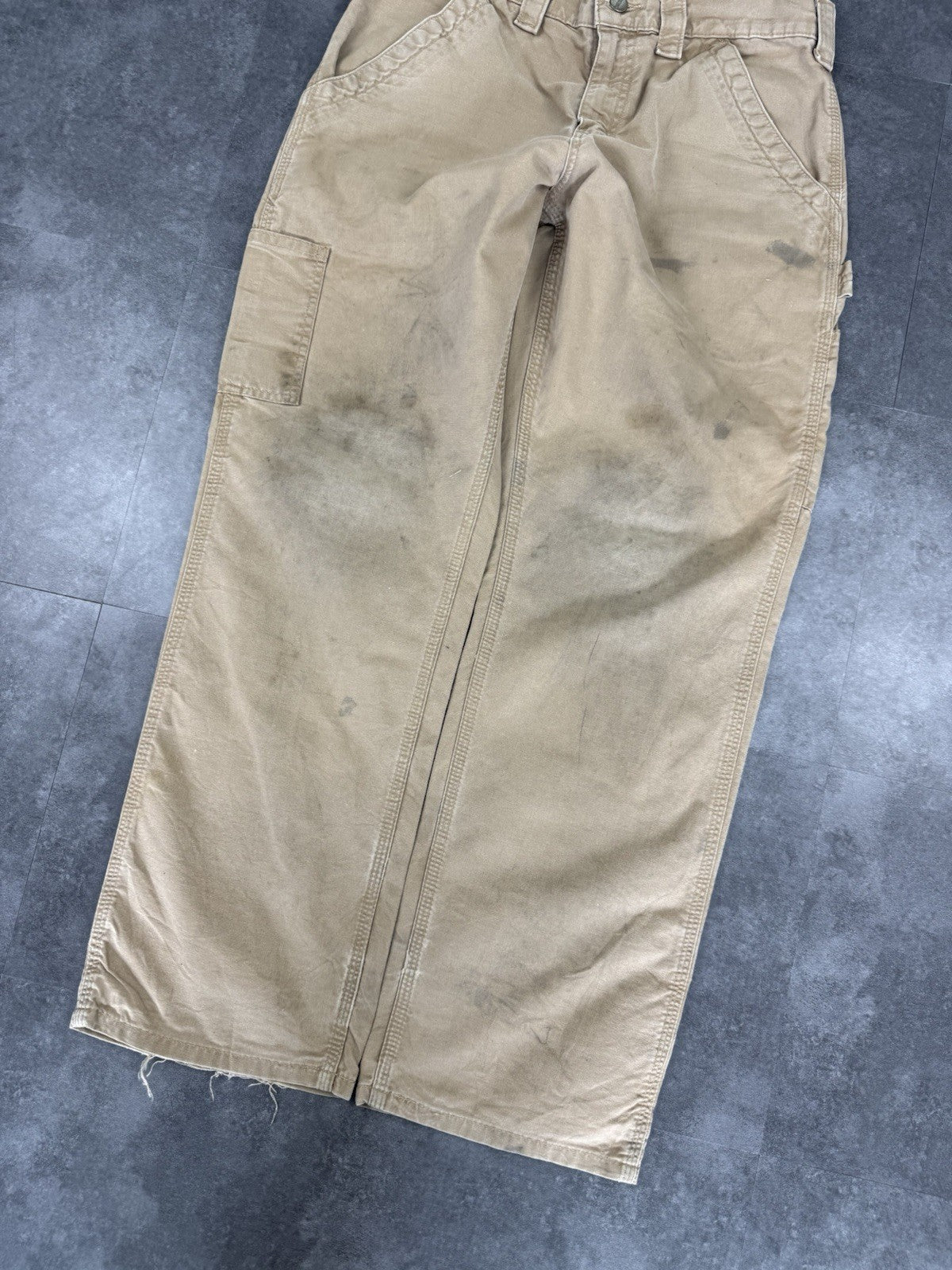 Vintage Carhartt Workwear Trousers Y2k 90s Cargo Pant Size 30w 30L Beige Mens