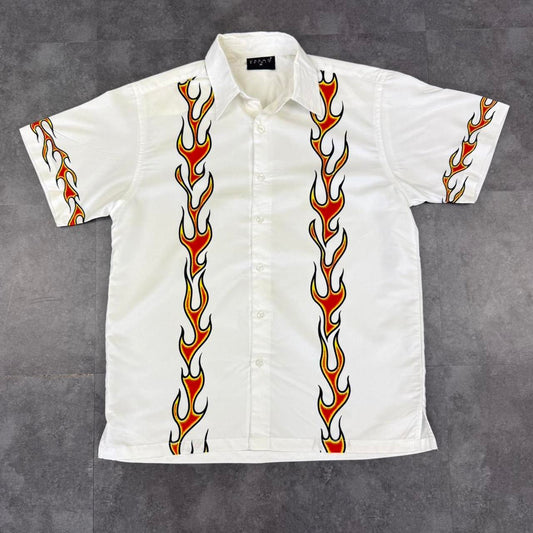 Urban spirit 2000s vintage 90s Y2K lightweight Summer racing button down bowling Shirt