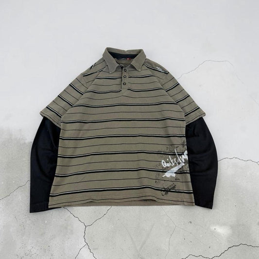 Quiksilver Surfwear long sleeve Y2K polo shirt
