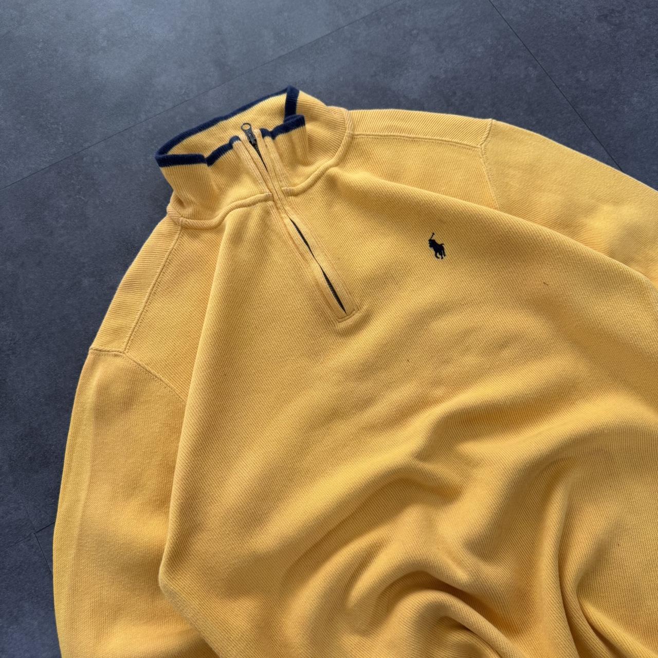 Polo Ralph Lauren 90s chunky knit yellow pullover knit quarter 1/4 zip jumper