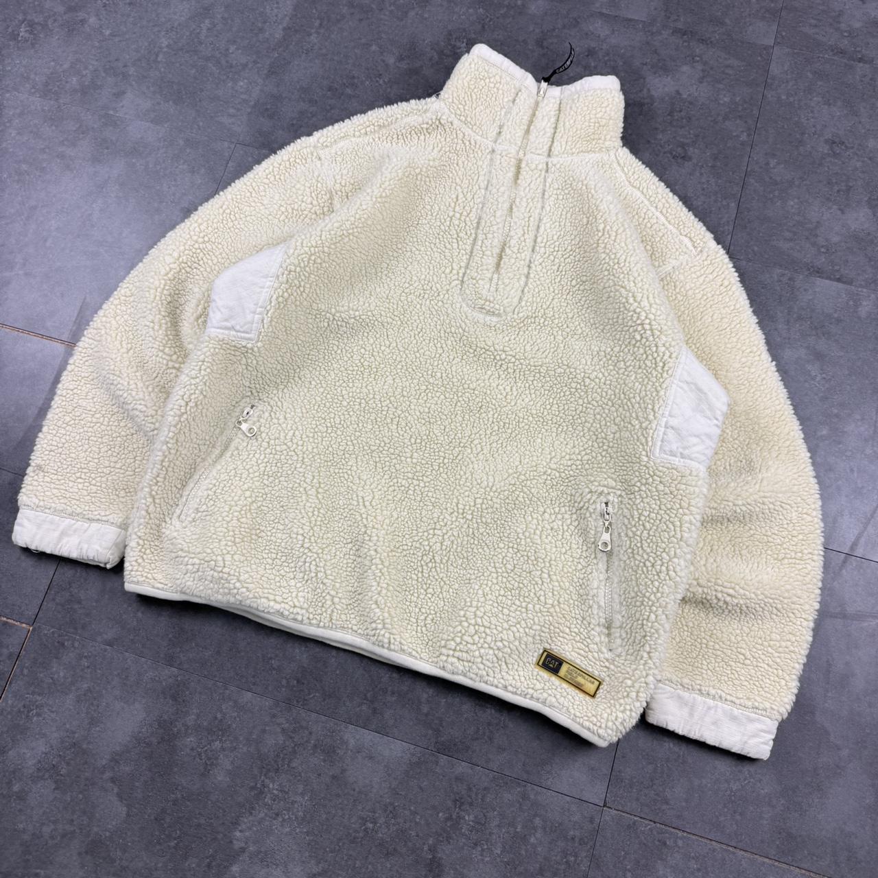 Vintage 2000s CAT workwear cream outdoor Sherpa fleece