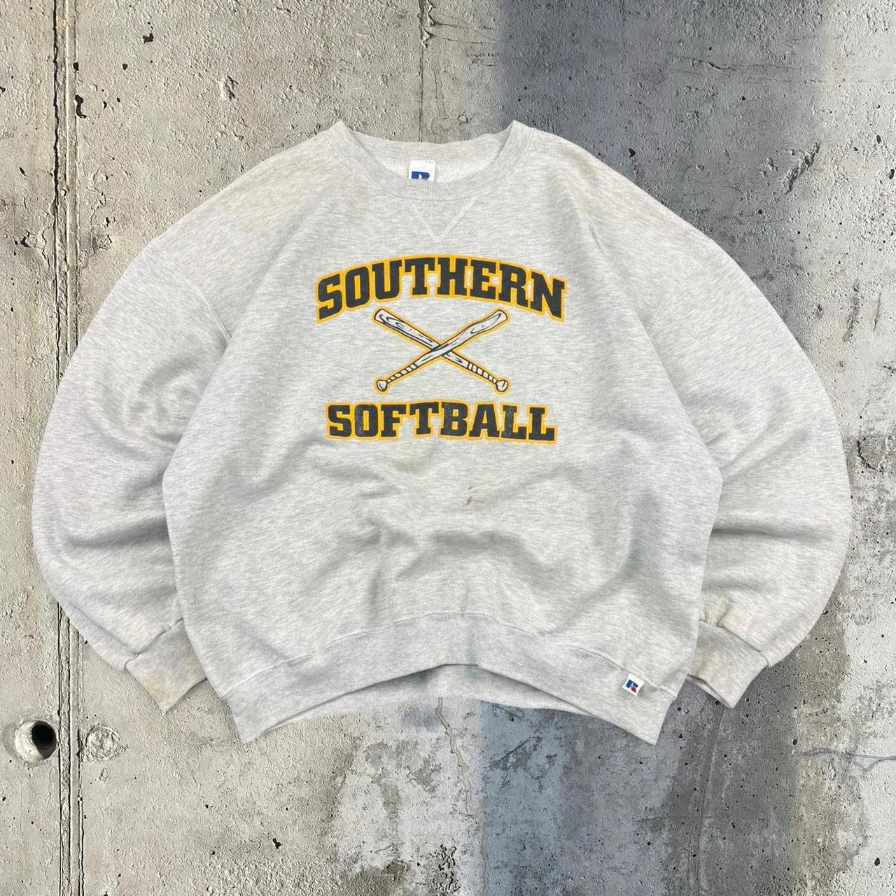 Vintage Russell Athletic 90s sportwear college spellout softball classic print sweatshirt