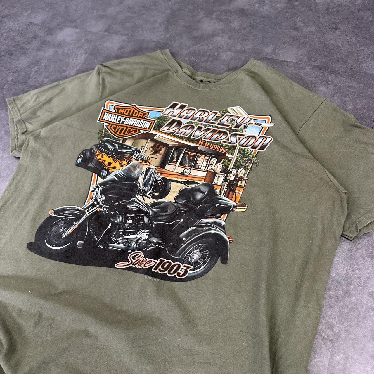 Harley Davidson 2000s biker motorcycle logo Spellout graphic T shirt