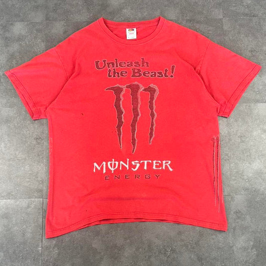 Fruit of The Loom x Monster Energy T 2000s Print Logo design graphic T shirt