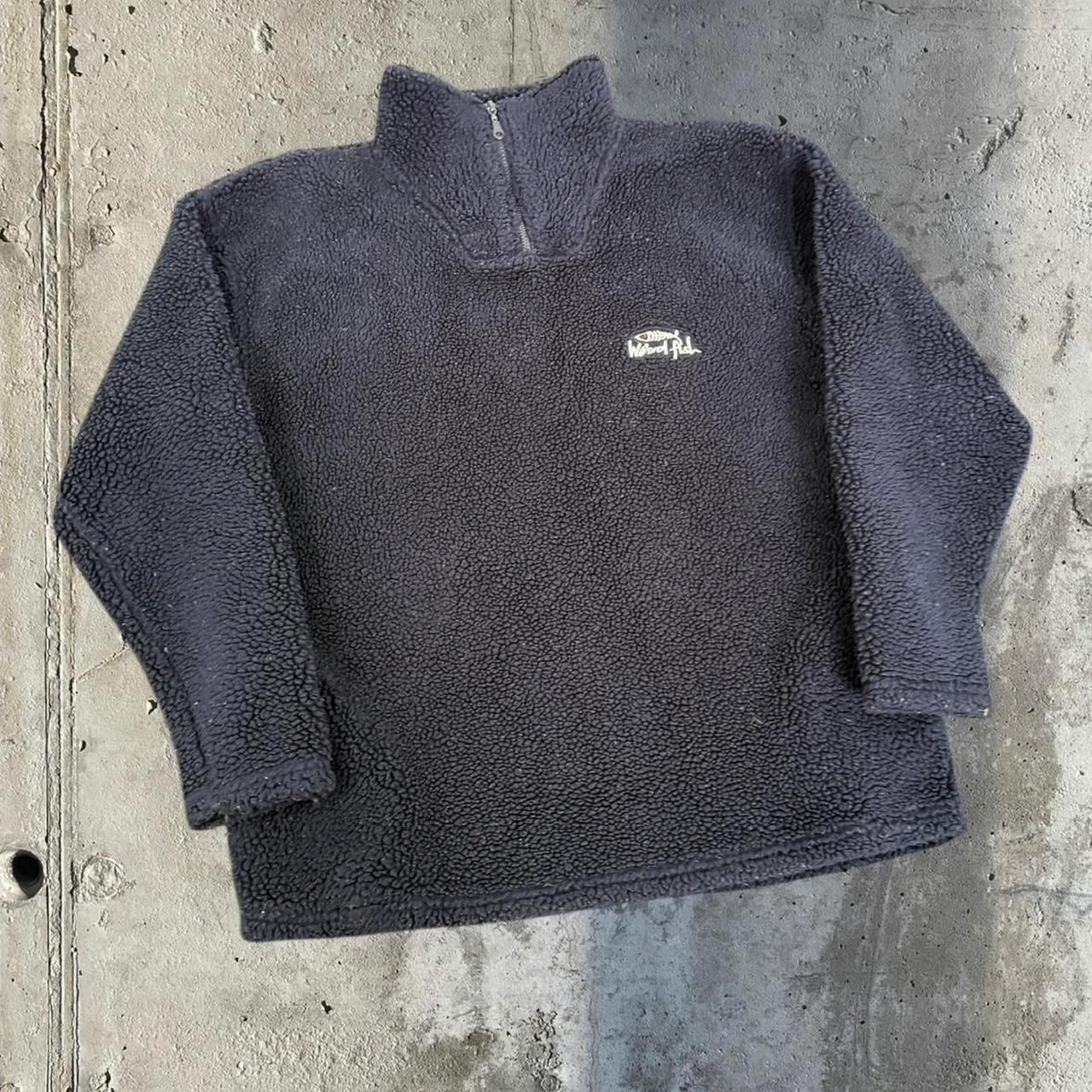 Weird Fish Vintage y2k 1/4 zip black Sherpa pile Surfwear fleece