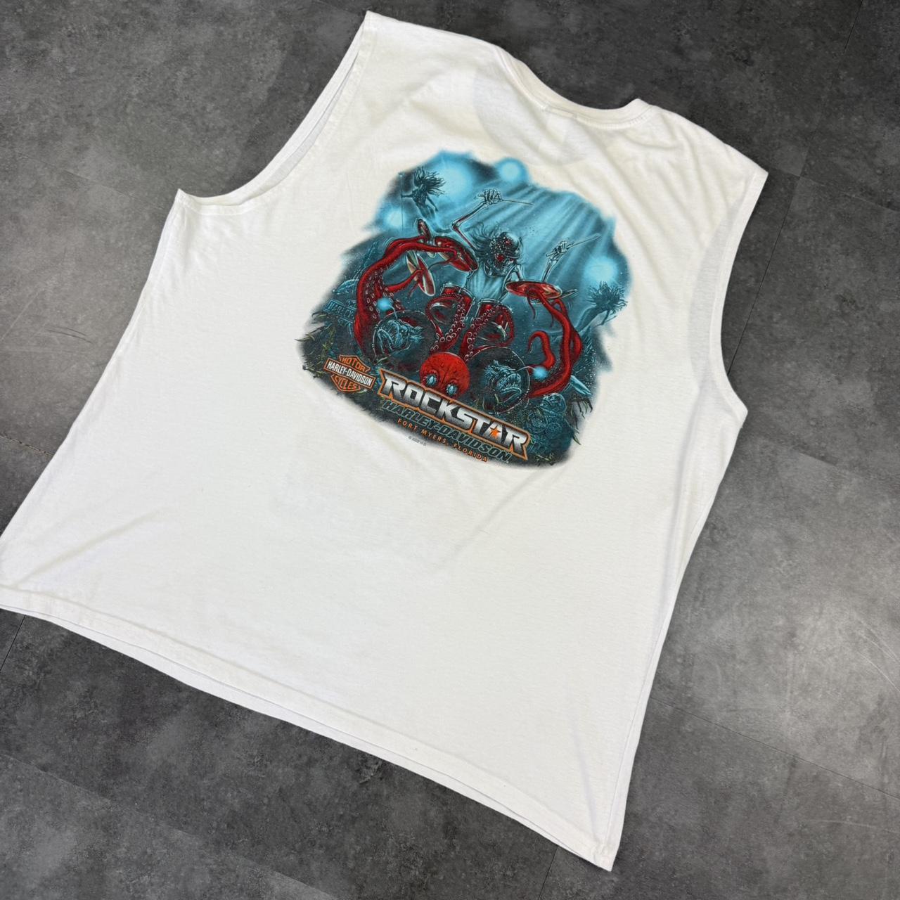 Harley Davidson 2000s biker motorcycle logo Spellout graphic sleeveless T shirt vest