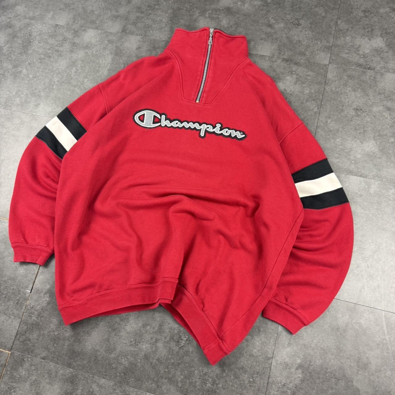 Champion 1/4 zip 2000s vintage sportwear big Logo embroidered zip up sweatshirt