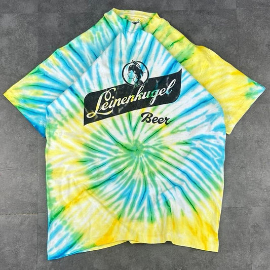 Hanes Beefy T 2000s Print graphic Tie dye T shirt