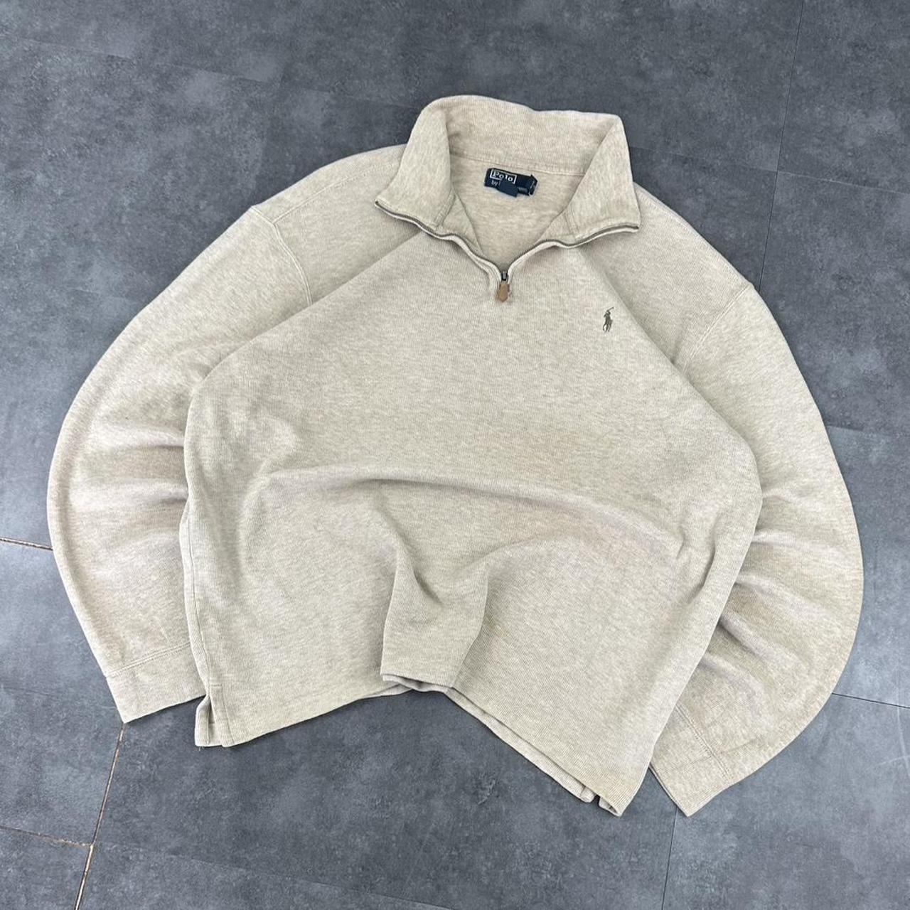 Polo Golf Ralph Lauren 90s chunky knit cream pullover rip knit quarter 1/4 zip jumper