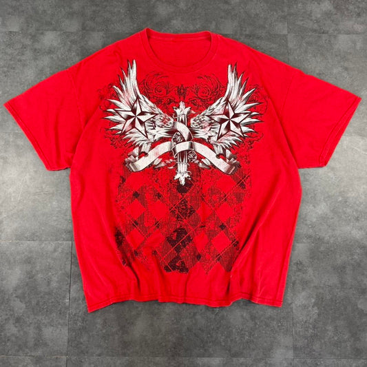 Affliction style 2000s grunge gothic Print Logo graphic T shirt